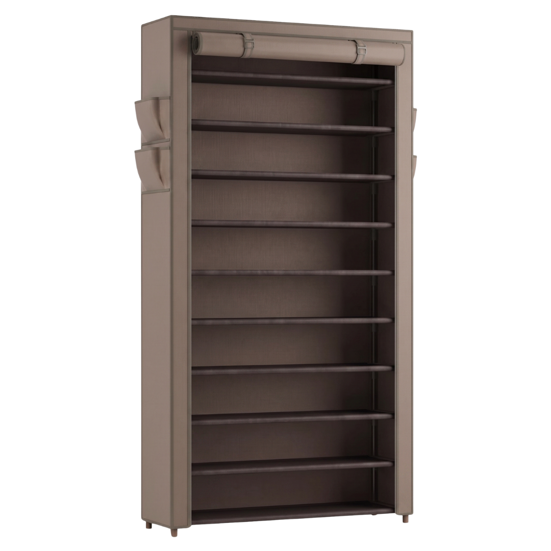 Shoe Organizer with 10 Tiers and Dust Cover for Entryways and Closets