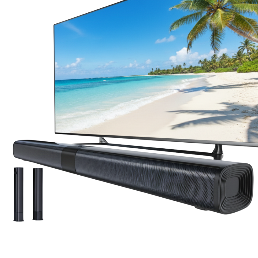 Bluetooth 5.3 Sound Bar for TV – 100W with Detachable Surround & ARC