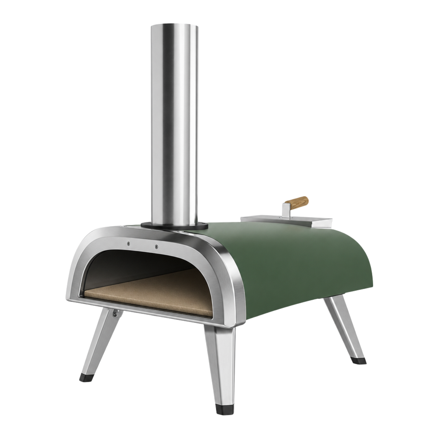 Stainless Steel Wood Pellet Pizza Oven with 12-Inch Cooking Surface and Folding Legs