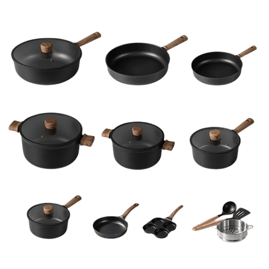 Aluminum and Titanium Cookware Set – 17 Pieces with Lids
