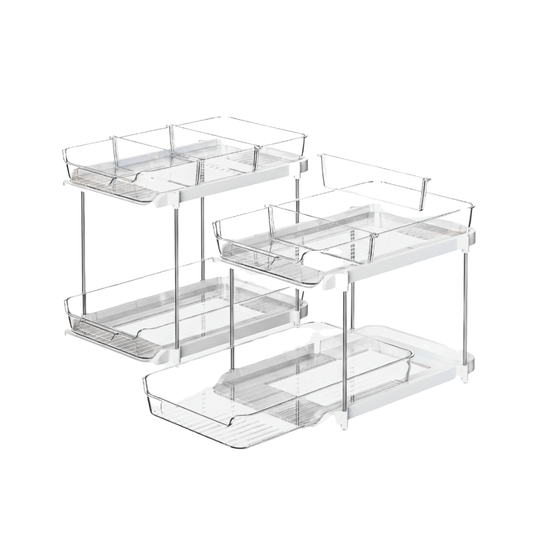 Sliding Drawer Under Sink Organizer – 2-Tier Clear Acrylic Storage