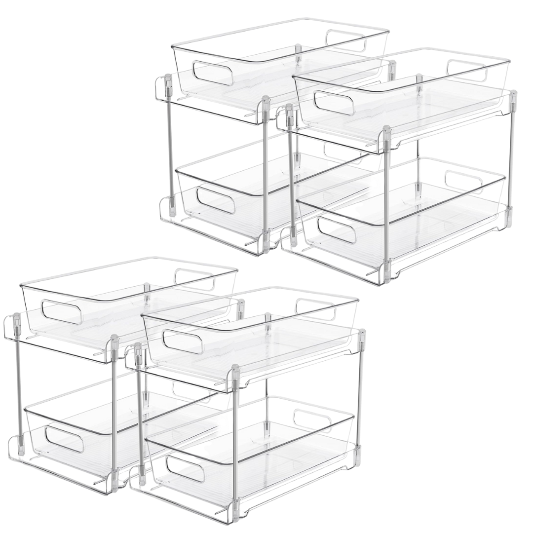 Pull-Out Organizer with 2 Tiers for Cabinet and Countertop Storage