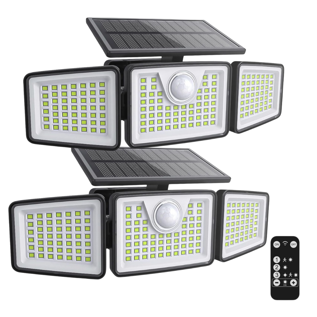 Outdoor Solar Floodlight 2500 Lumens with Motion Detector and Remote