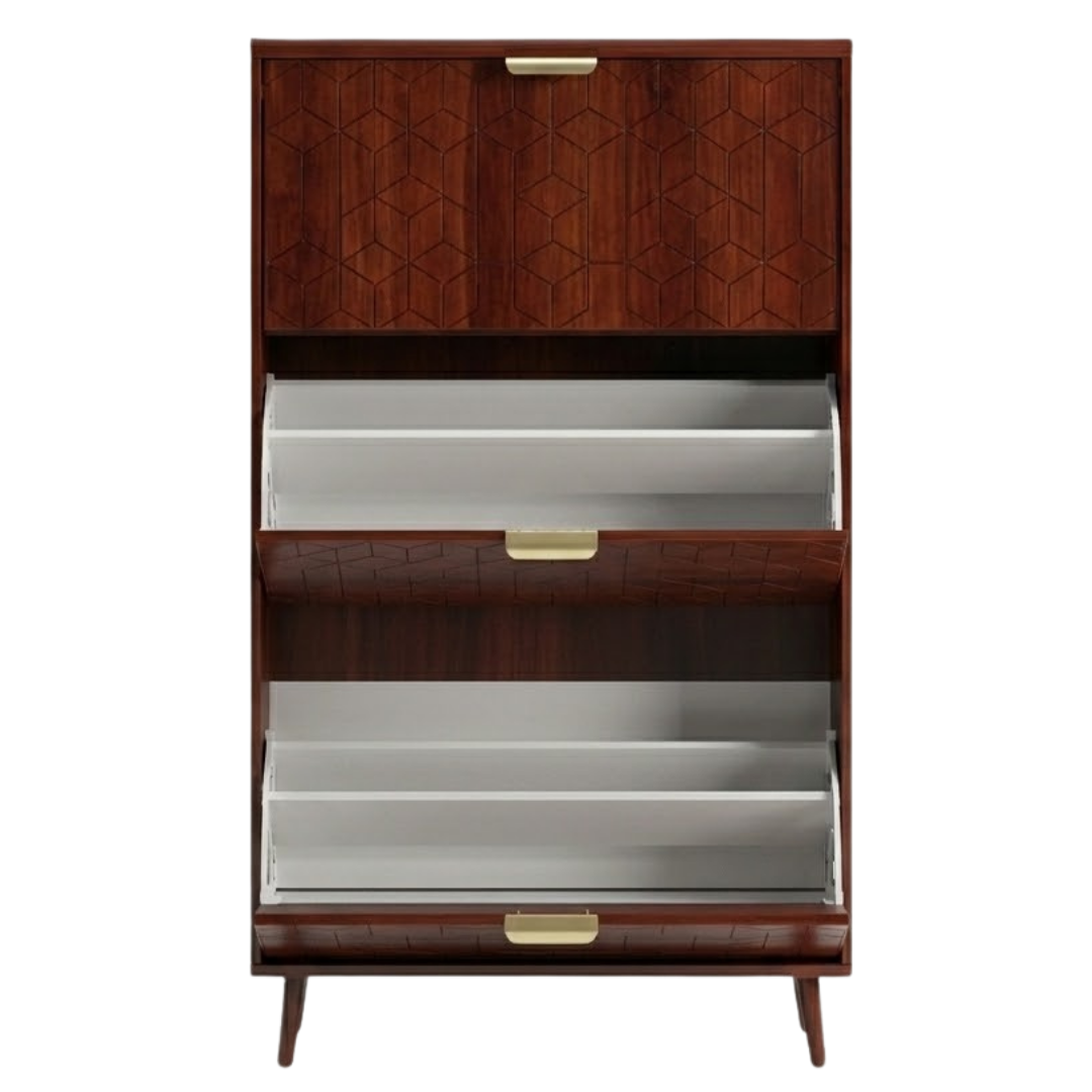 Slim Shoe Storage Cabinet with 3 Drawers, Flip Compartments, and Top Shelf
