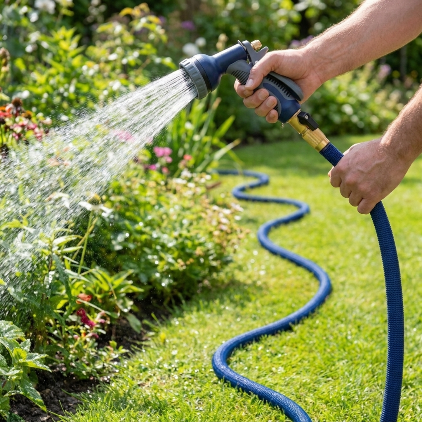 45 ft Metal Garden Hose with Adjustable 10-Pattern Sprayer