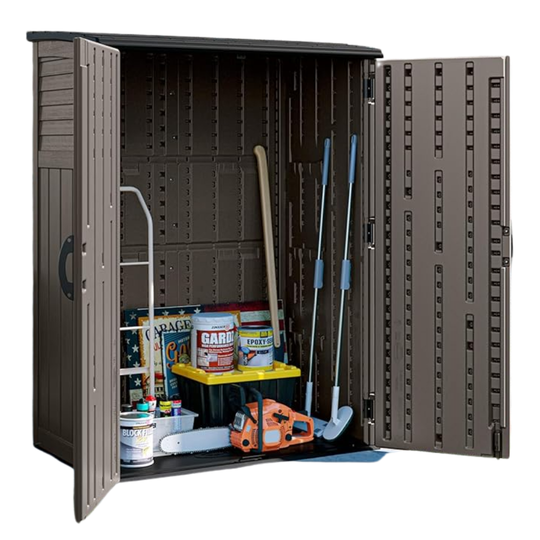 Vertical Outdoor Storage Shed, 54 Cu Ft, Resin, Double Door Design