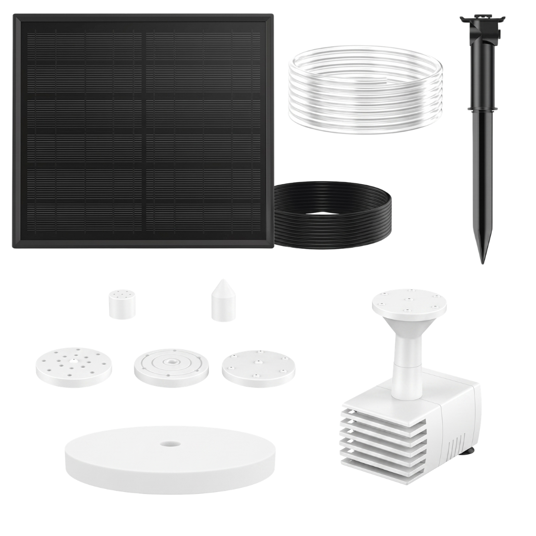 Fountain Pump Kit for Solar Bird Bath with 5 Nozzles and 4ft Hose