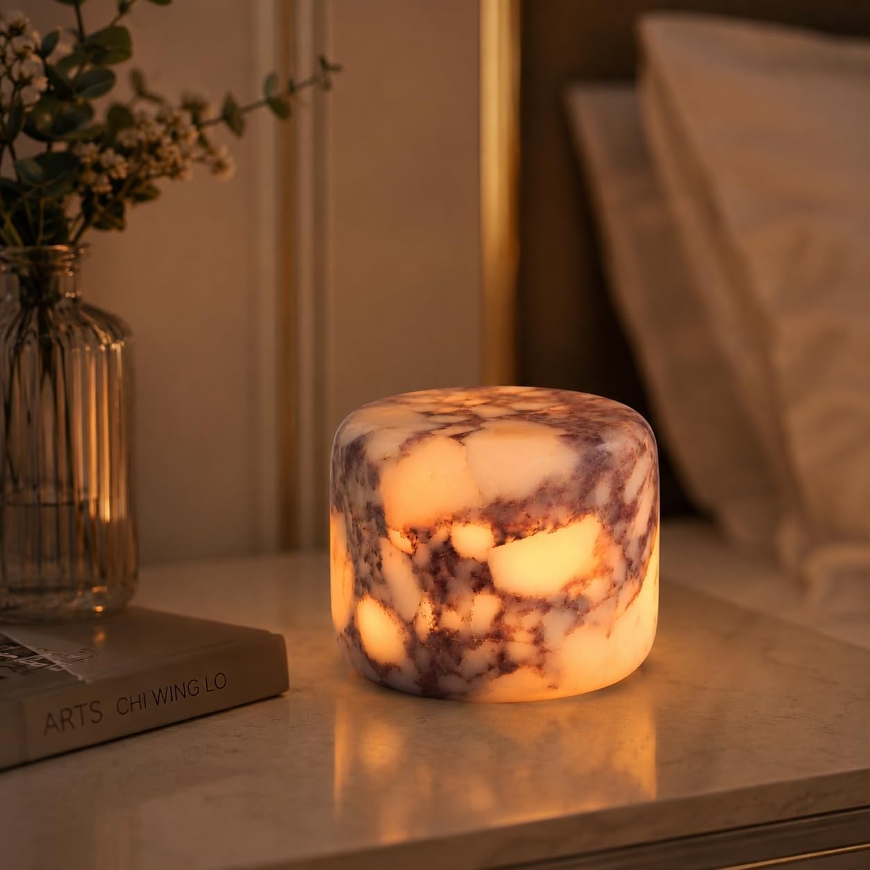 Elegant Marble LED Lamp with USB-C Charging & Custom Brightness