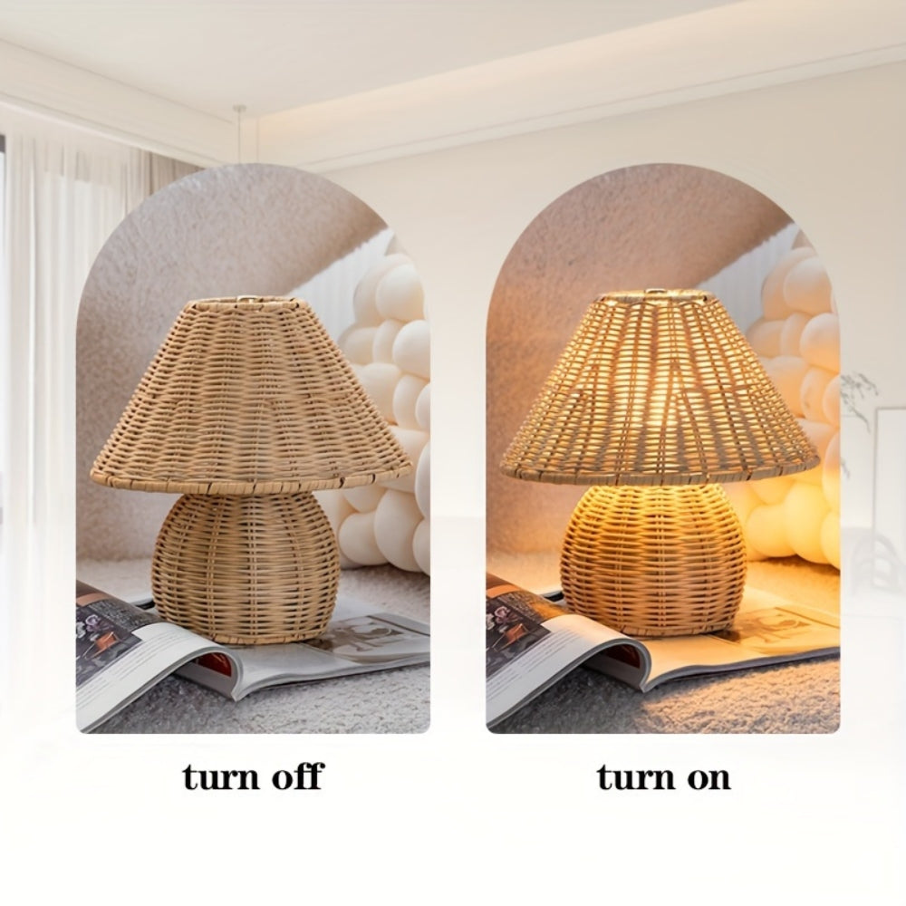 Handcrafted Bamboo Rattan Table Lamp – Elegant Home Lighting