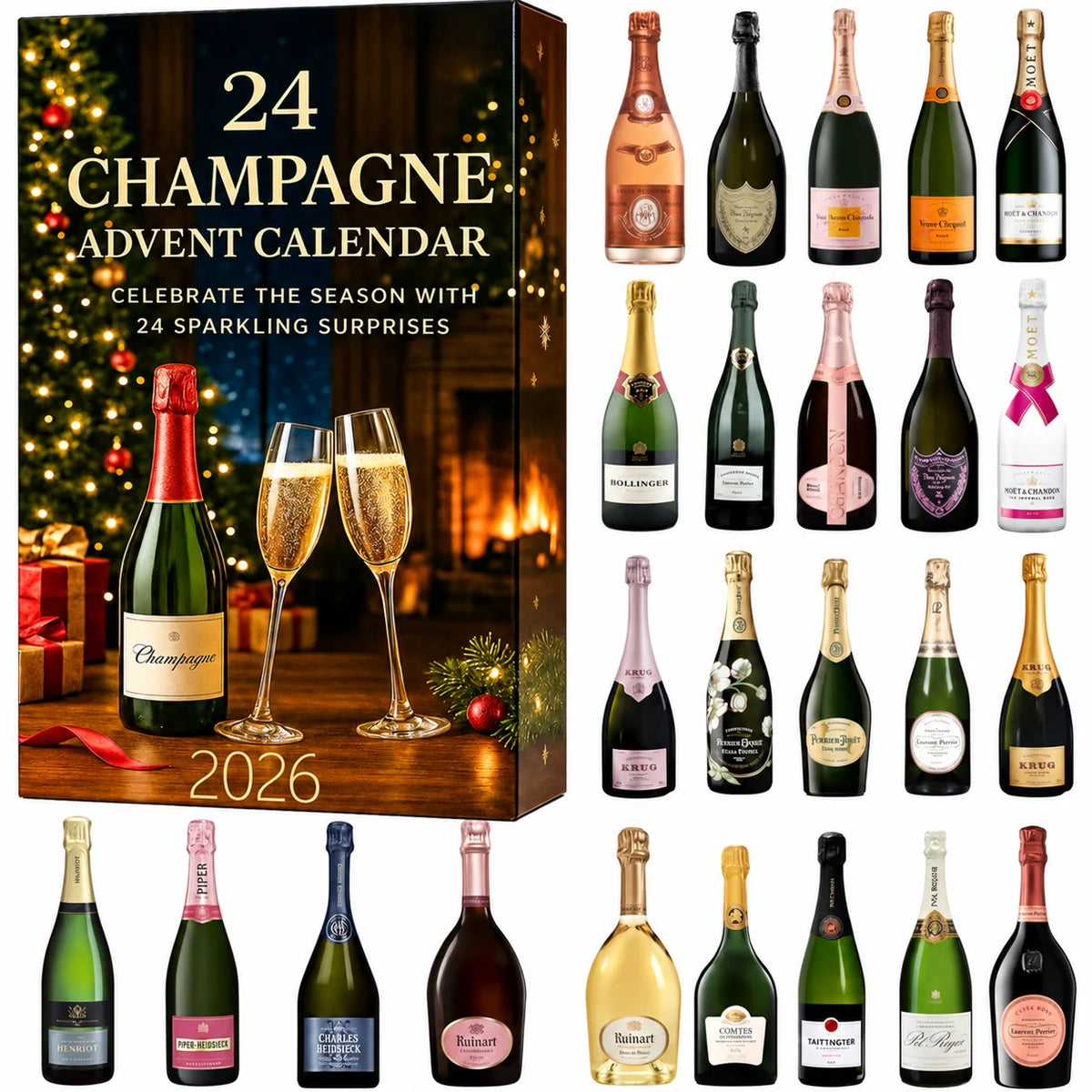 Advent Calendar 24 Decorative Miniature Bottles Holiday Countdown