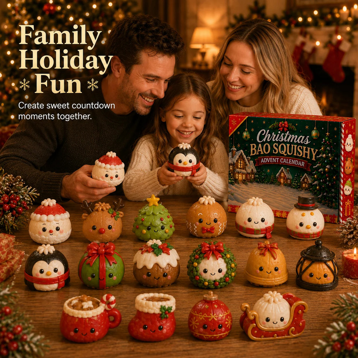 Advent Calendar 24 Soft Squeezable Festive Figures