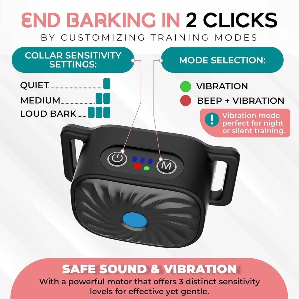 Anti-Bark Collar Microphone Detection Sound & Vibration Waterproof
