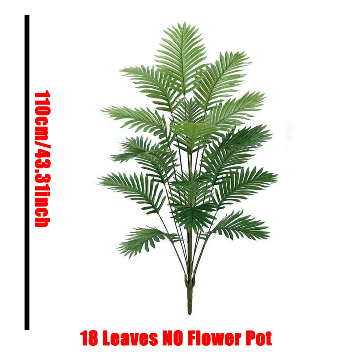 Artificial Palm Leaf Stem Realistic Flexible 43.3-Inch Length