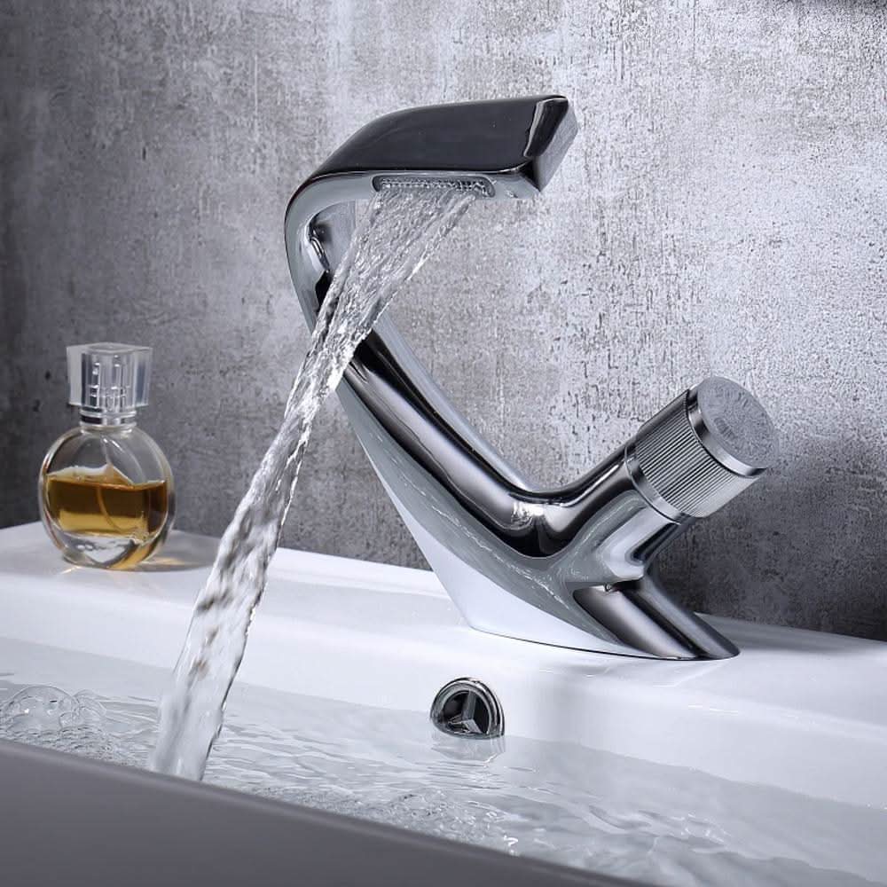 Basin Mixer Tap Waterfall Spout Solid Brass Ceramic Cartridge