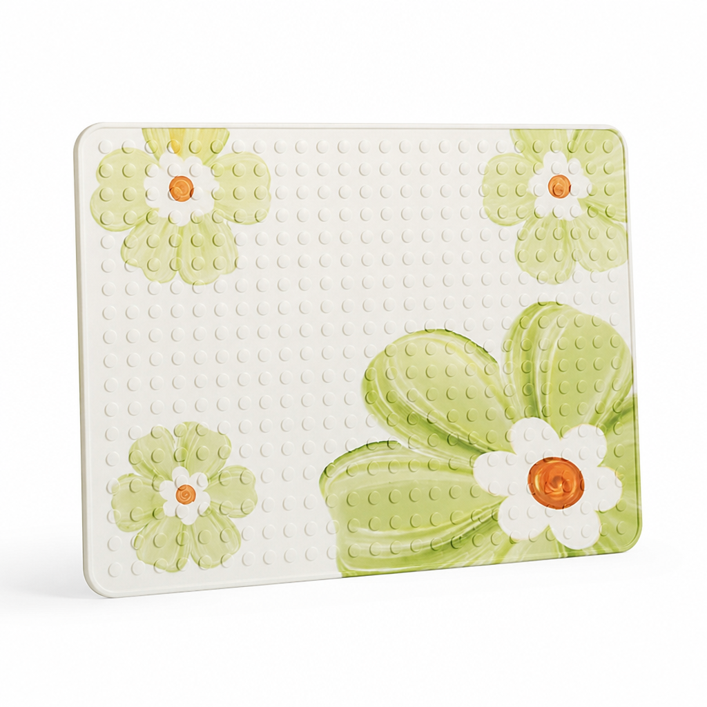 Bath Mat Floral Cartoon Soft Cushioning & Anti-Slip Backing