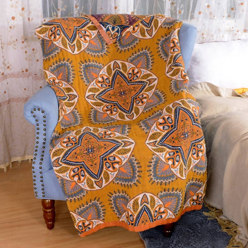 Bath Towel 100% Cotton Quick-Drying Reversible Diamond & Floral