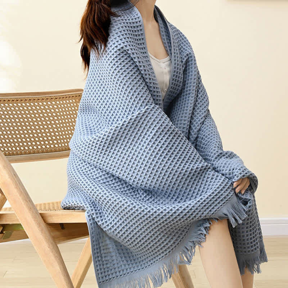 Bath Towel Shawl Pure Cotton Waffle Weave