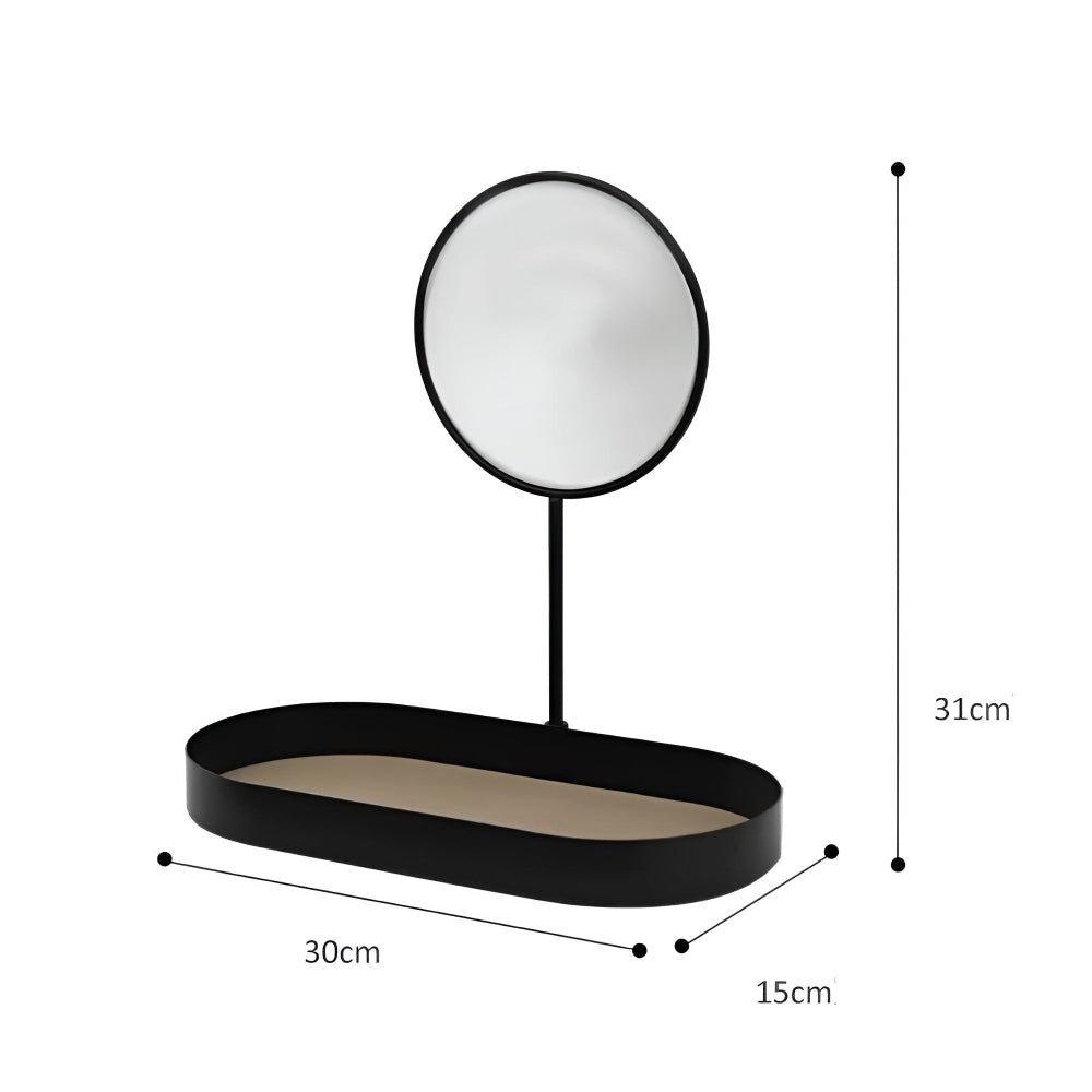 Beauty Organizer Tray Removable Mirror & Metal Base
