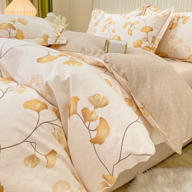 Bedding Set Ginkgo Print Cotton Four-Piece