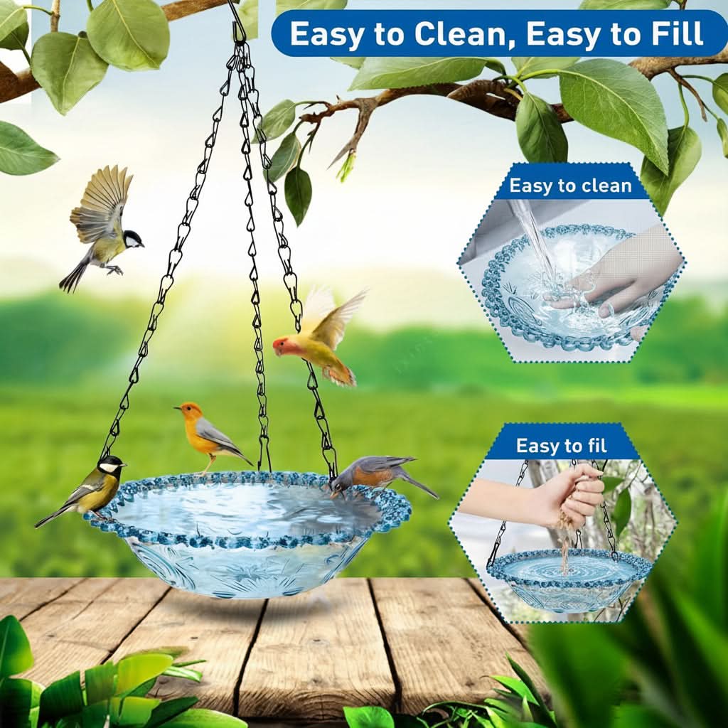 Bird Feeder Double-Bowl Hanging Weather-Resistant
