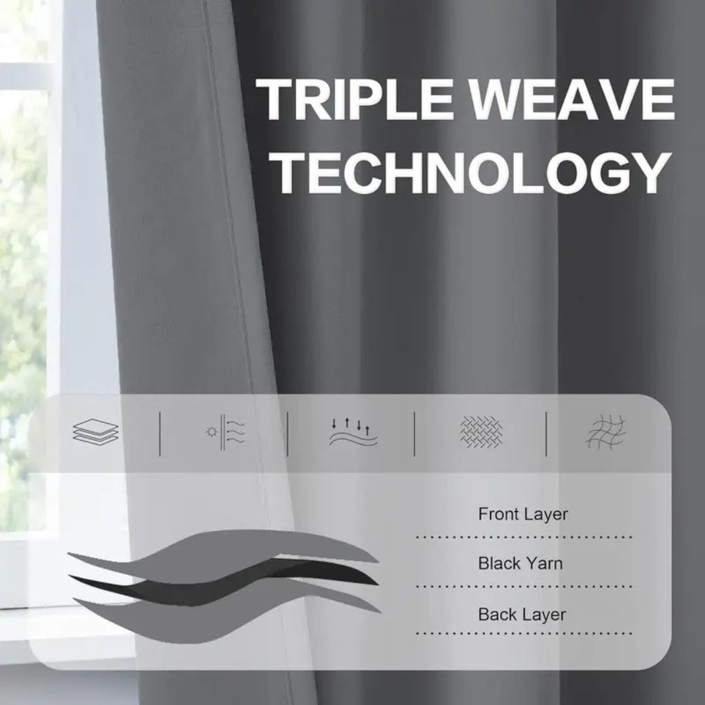 Blackout Curtains Thermally Insulated Microfiber Rod Pocket