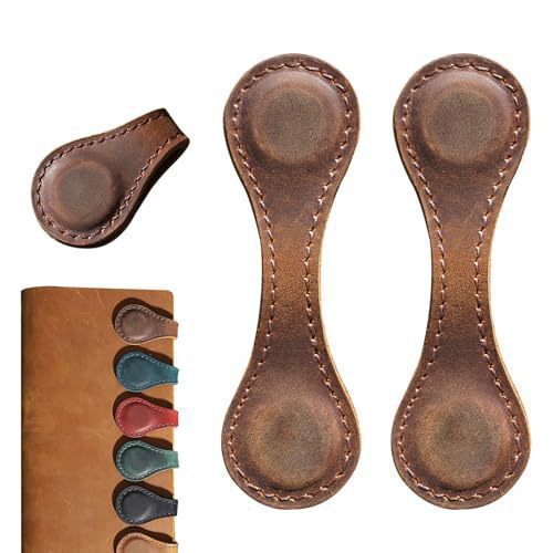 Bookmark Clips Genuine Leather Magnetic Set of 2