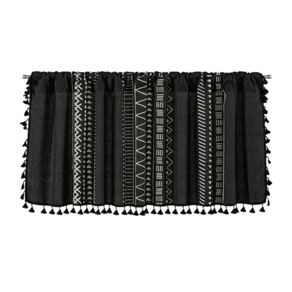 Cabinet Curtain Linen Tribal Geometric Print Tassels
