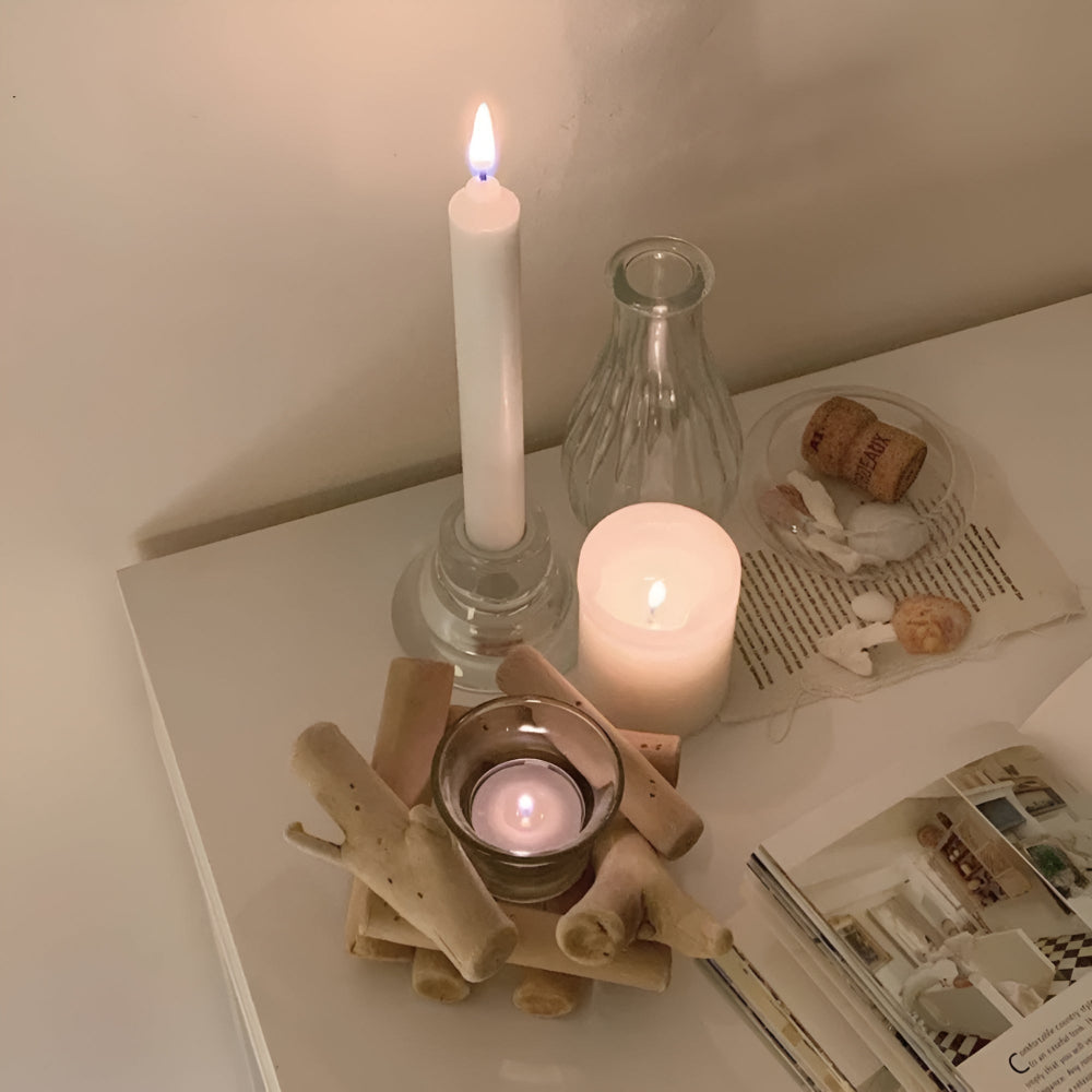 Candle Holder Handcrafted Reclaimed Driftwood Glass Tealight Insert