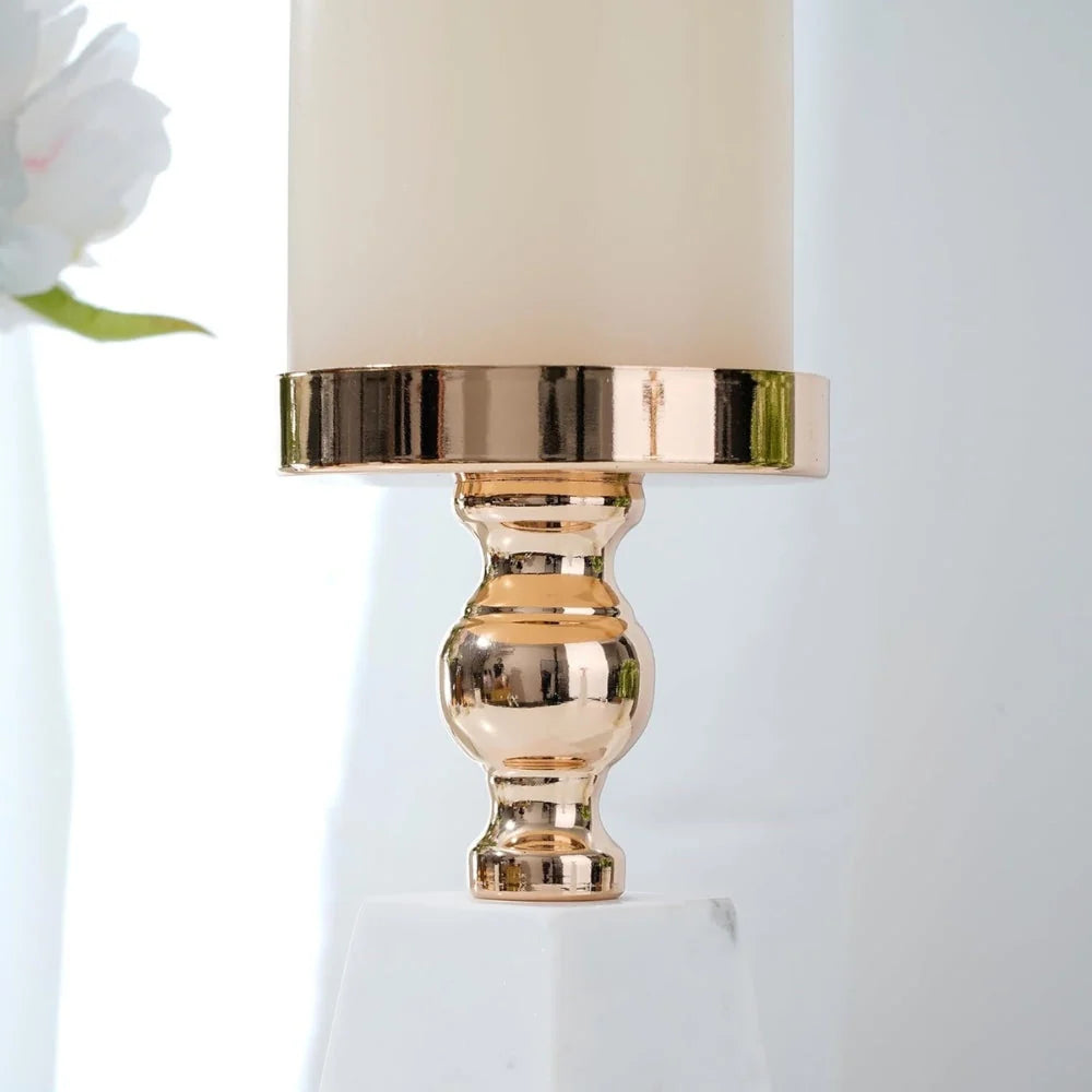 Candle Holder Marble Pyramid Gold Accent