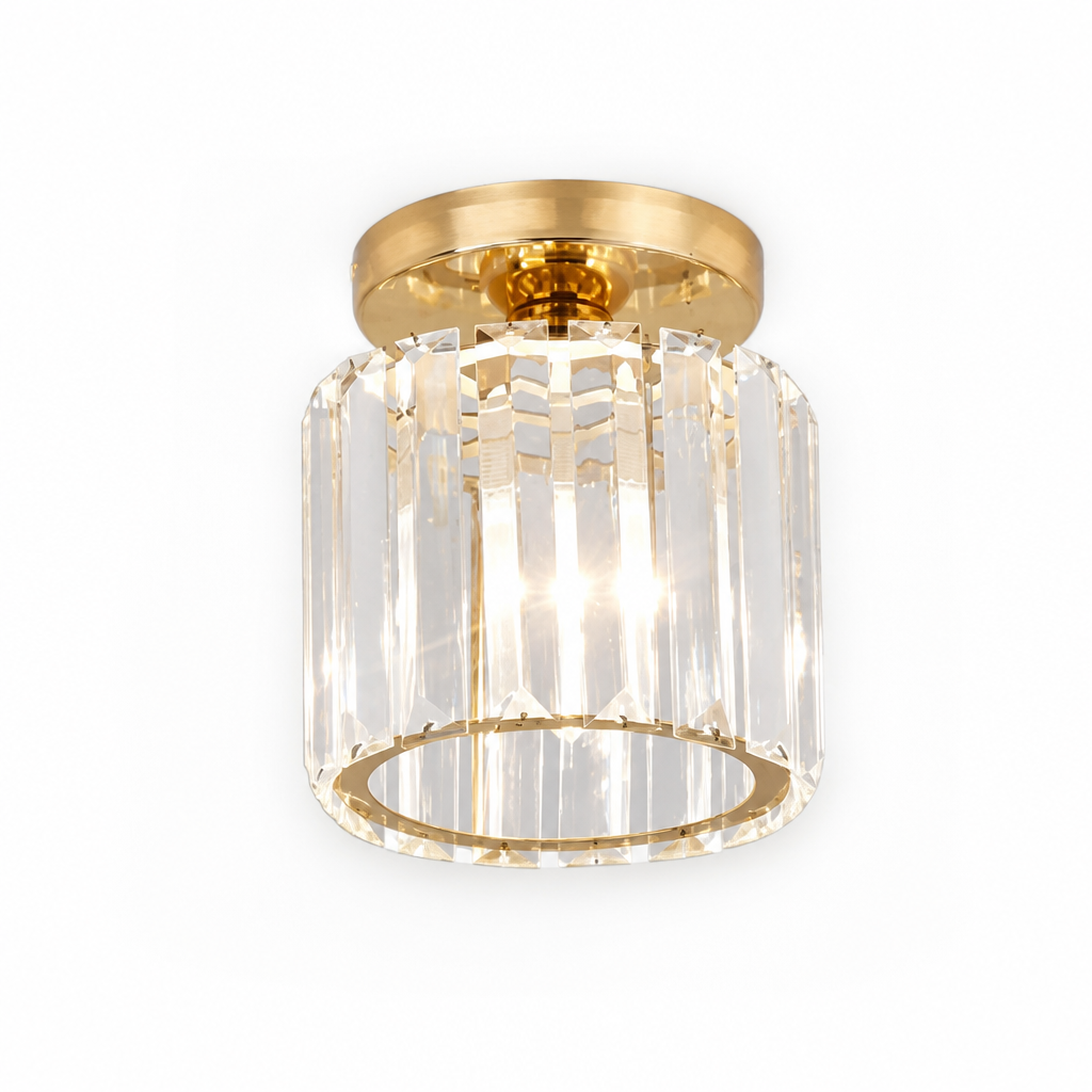 Ceiling Lamp Faceted Glass Shade & Matte Metal Base