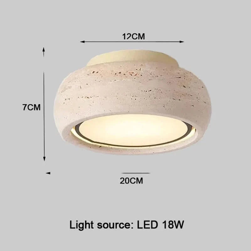 Ceiling Light Yellow Travertine Warm White LED Minimalist Design