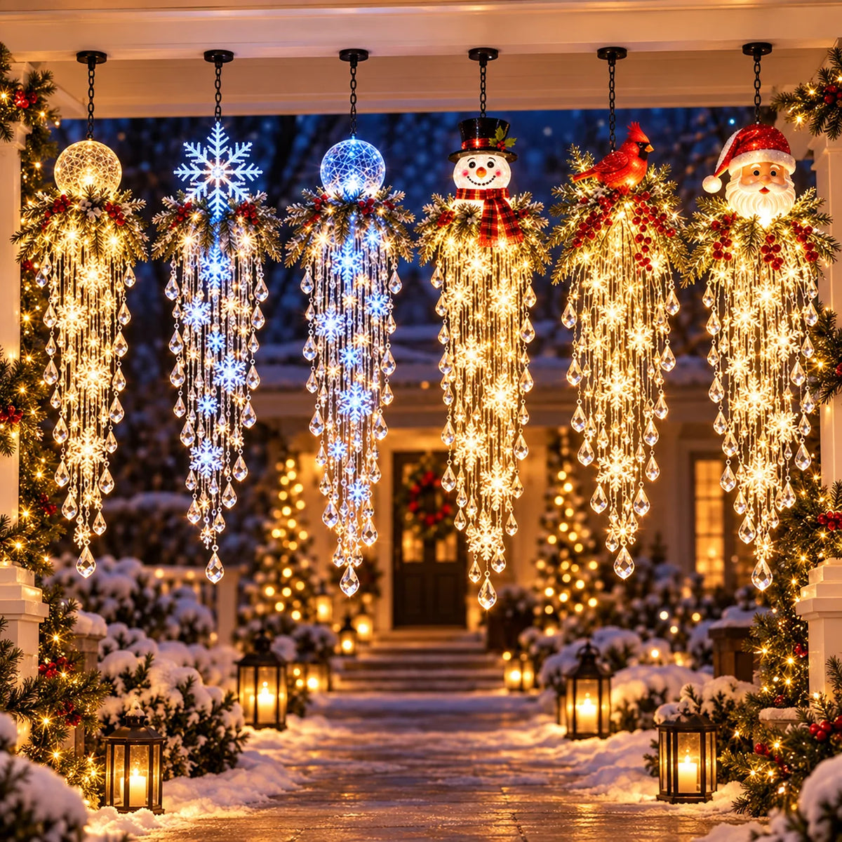 Christmas Hanging Light LED Cascading Crystal Drops