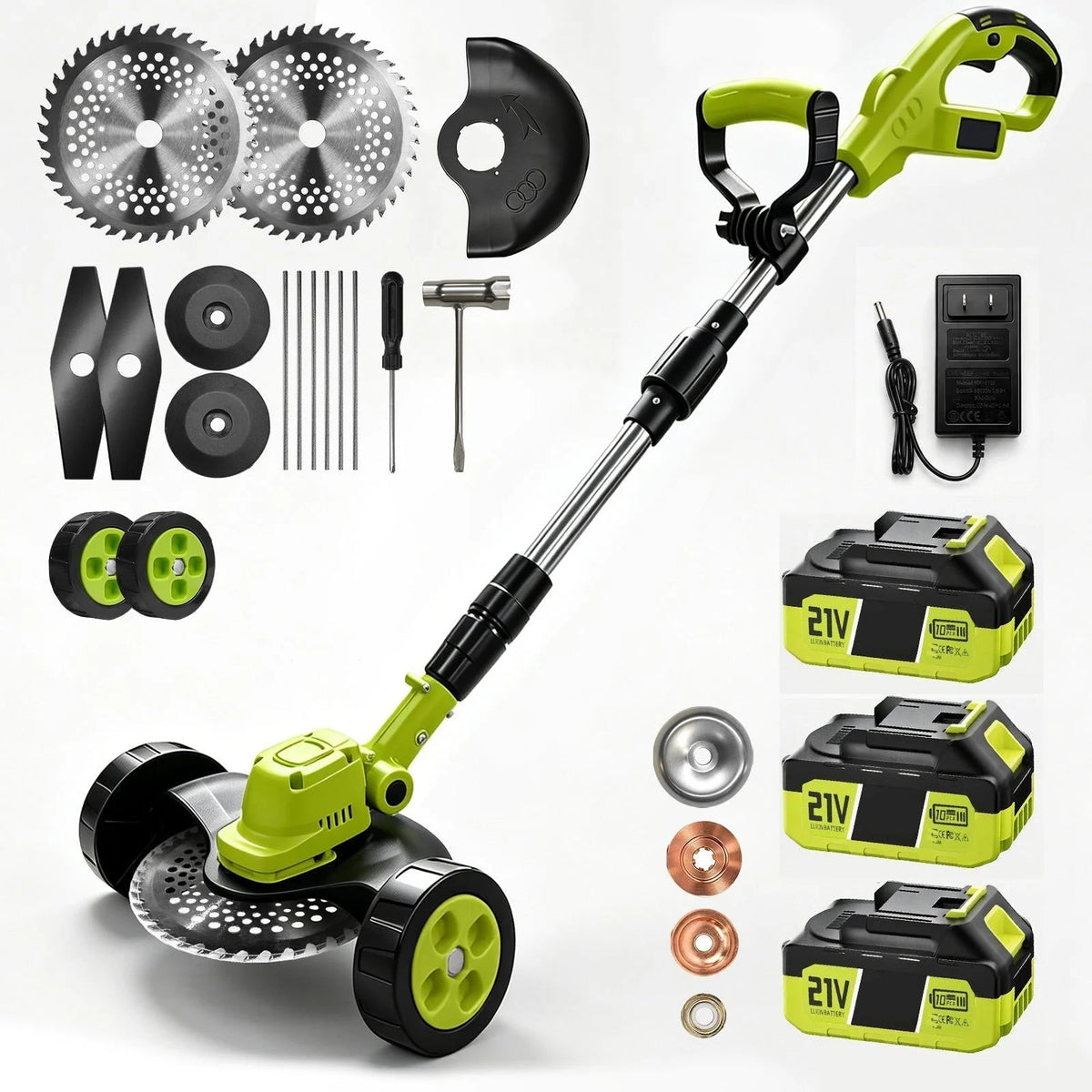 Cordless Lawn Mower 3-in-1 Trimmer & Edger With Rechargeable Batteries