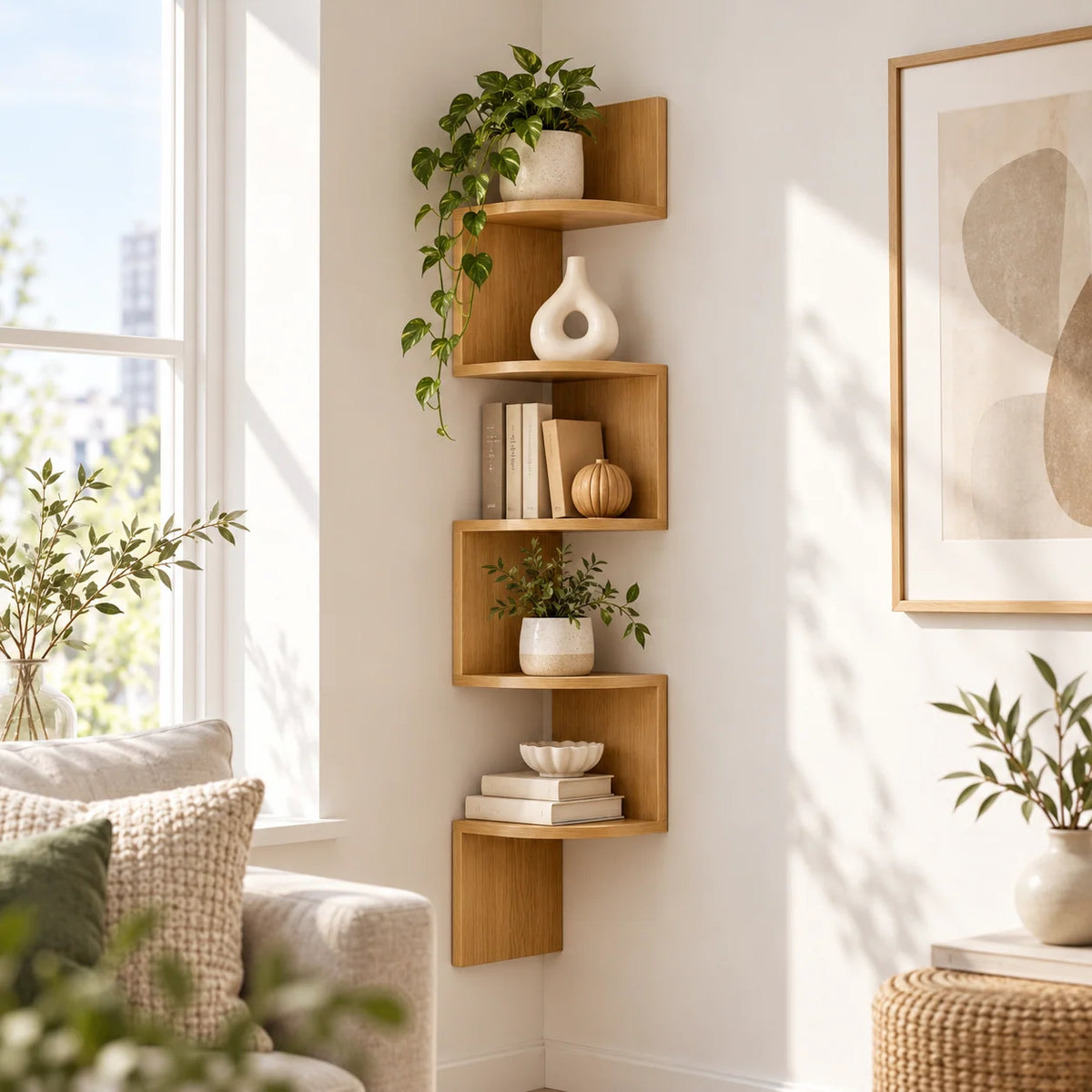 Corner Wall Shelf Multi-Tier Space-Saving Storage