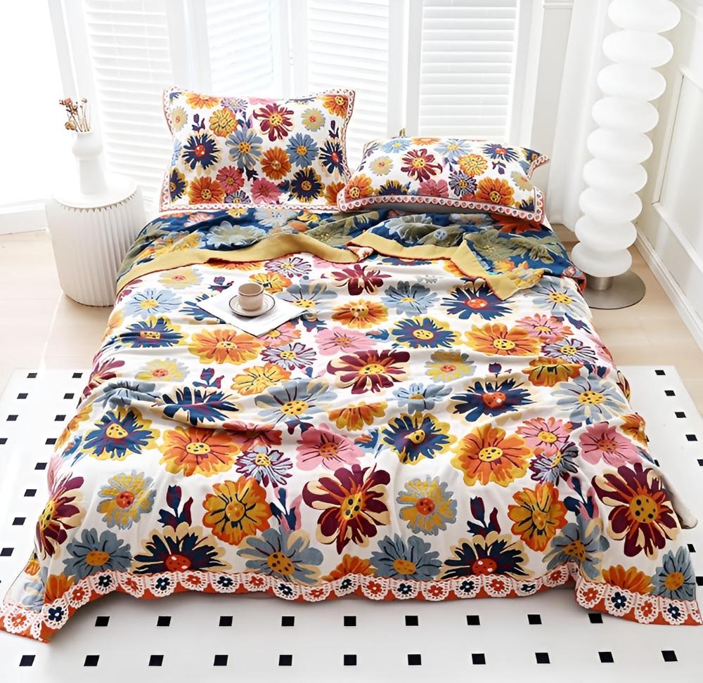 Cotton Blanket Organic Reversible Machine Washable