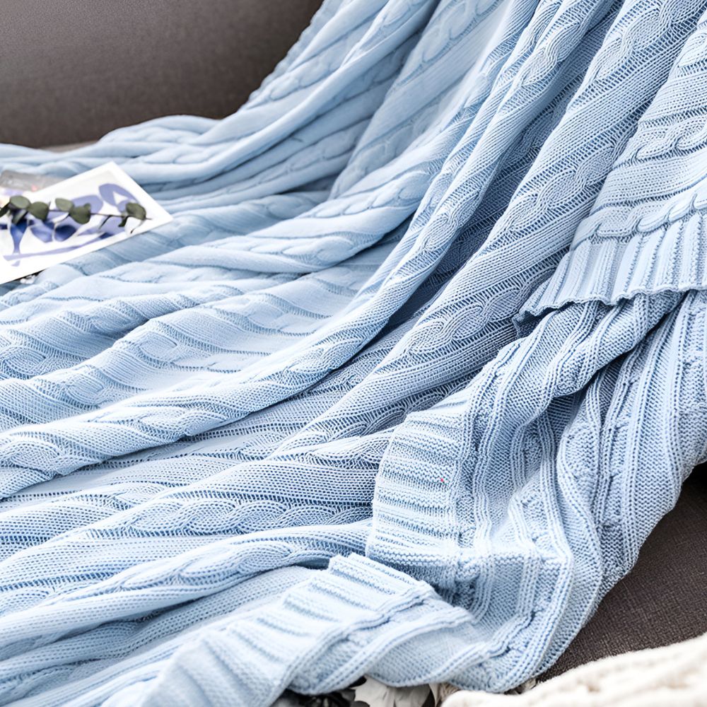 Cotton Throw Blanket Cable Knit Soft & Breathable
