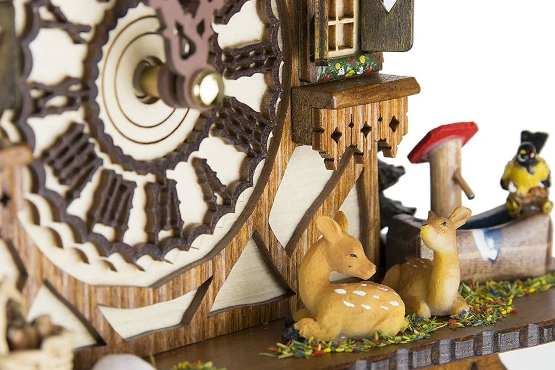 Cuckoo Clock Hand-Painted Wooden Chalet Music & Night Shutoff