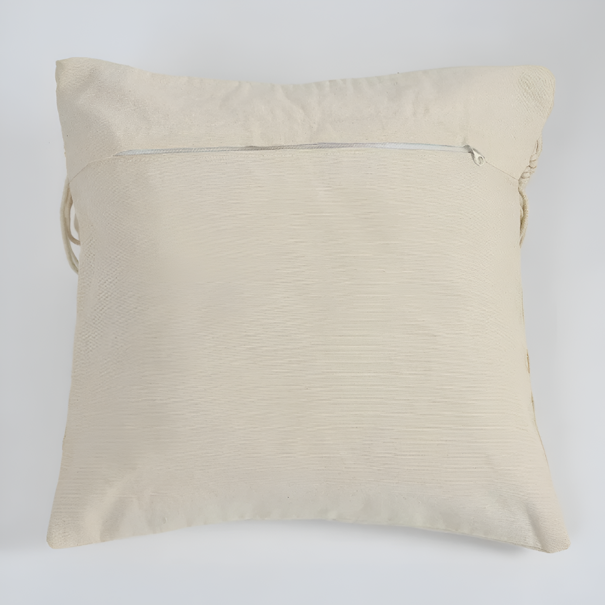Cushion Cover Burlap & Tassels Hidden Zipper