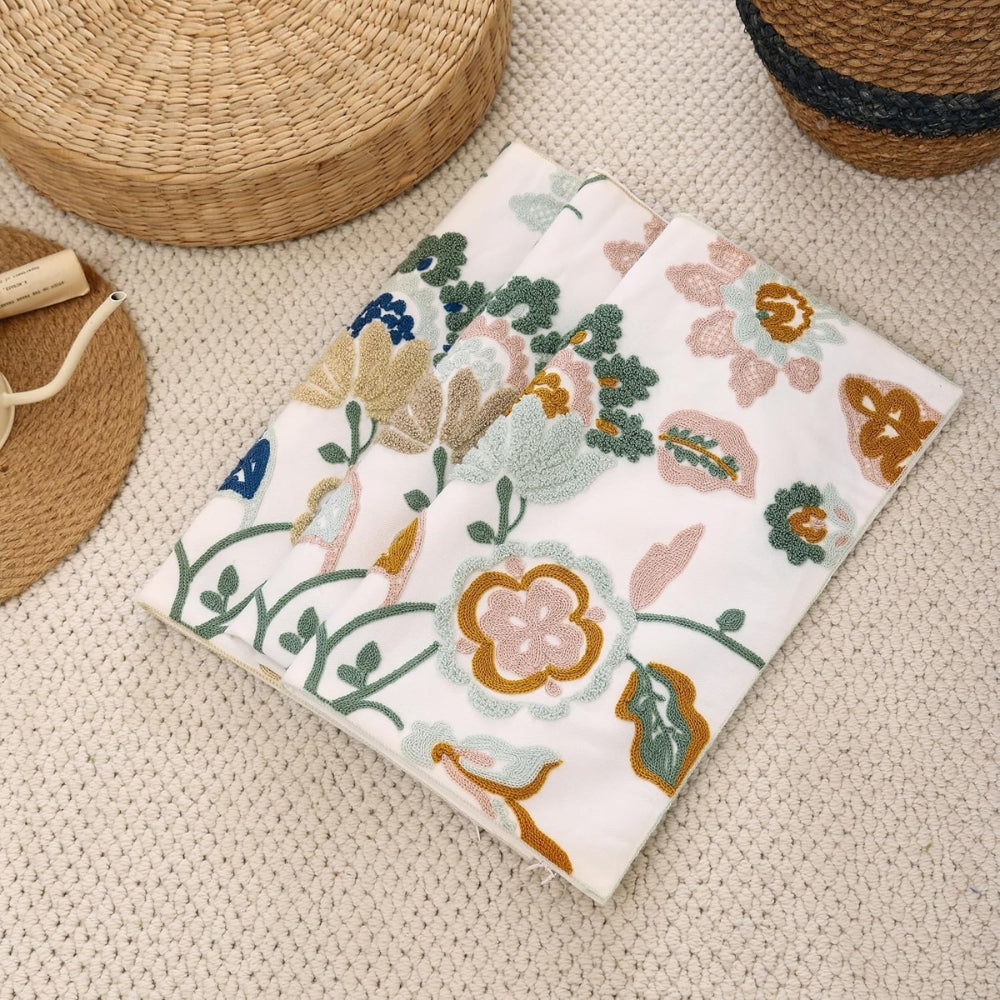 Cushion Cover Tufted Embroidered Microfiber 18x18 Indoor Outdoor