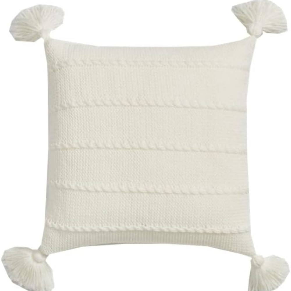 Cushion Nordic Knit Tassels Acrylic Cover & Hidden Zipper