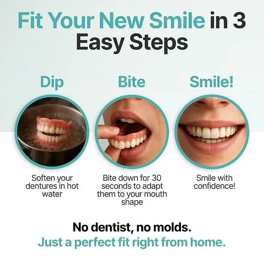 Denture Set Upper & Lower Flexible Cushion Grip