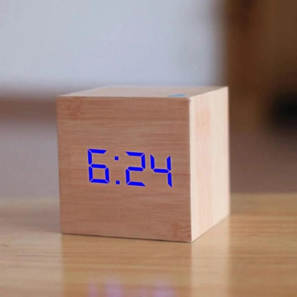 Digital Alarm Clock Temperature Display Adjustable Brightness & Night Mode