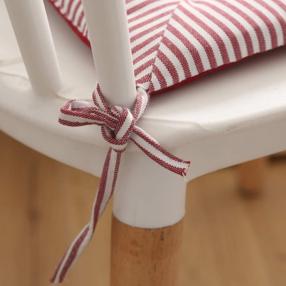 Dining Chair Cushion Plush Cotton Blend & Tie Straps