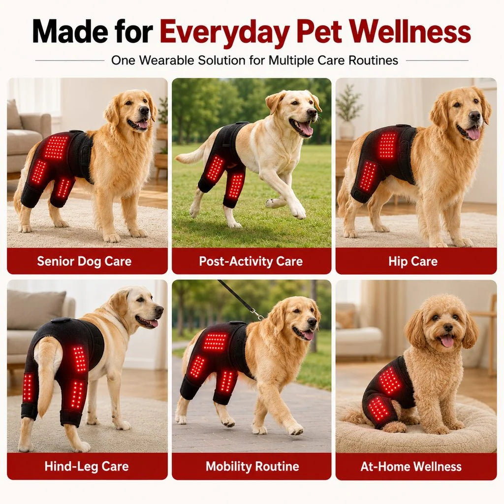 Dog Red Light Therapy Wrap Hands-Free Adjustable 660nm & 850nm Near-Infrared Lights