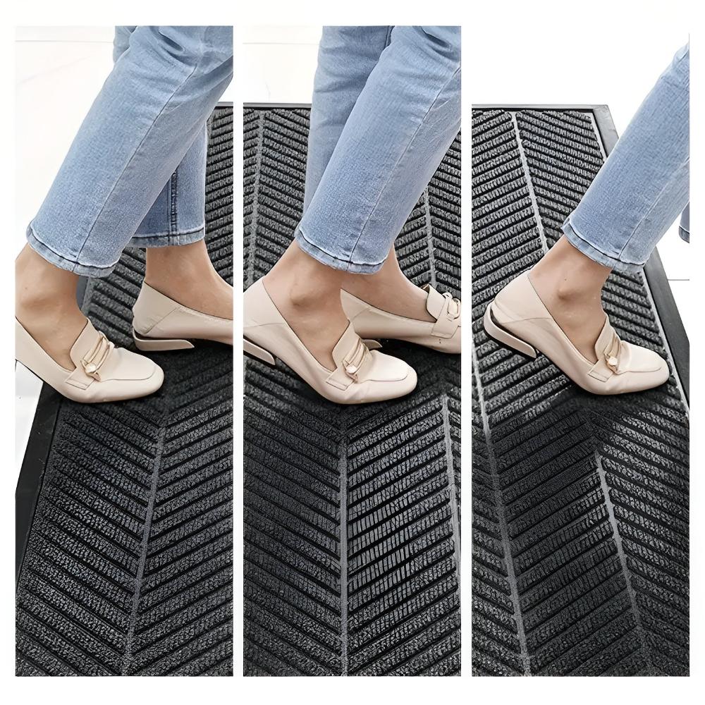 Door Mat Chevron Ridges Non-Slip Machine Washable