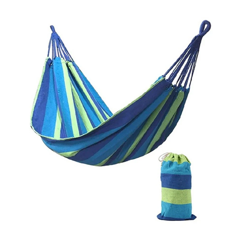 Double Hammock Breathable Cotton Blend Reinforced Ropes & Carabiner