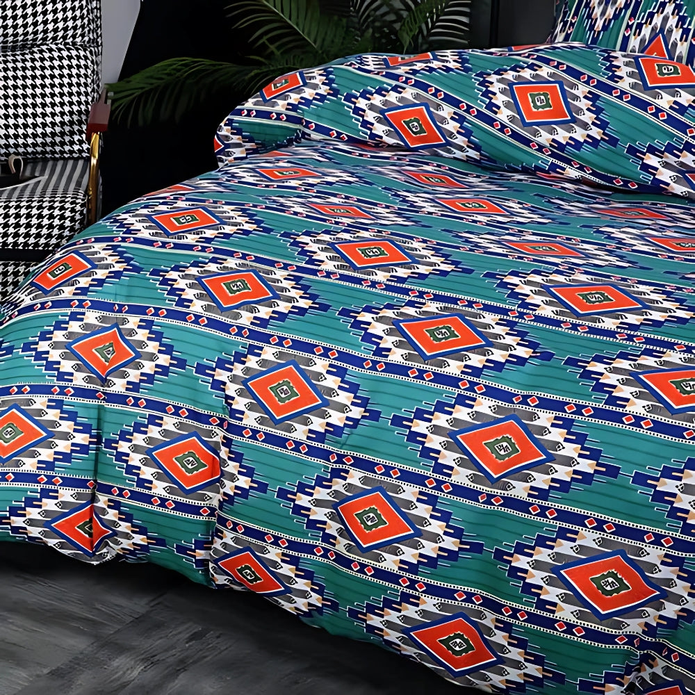 Duvet Cover Set Boho Tribal Print Cotton-Microfiber Machine Washable