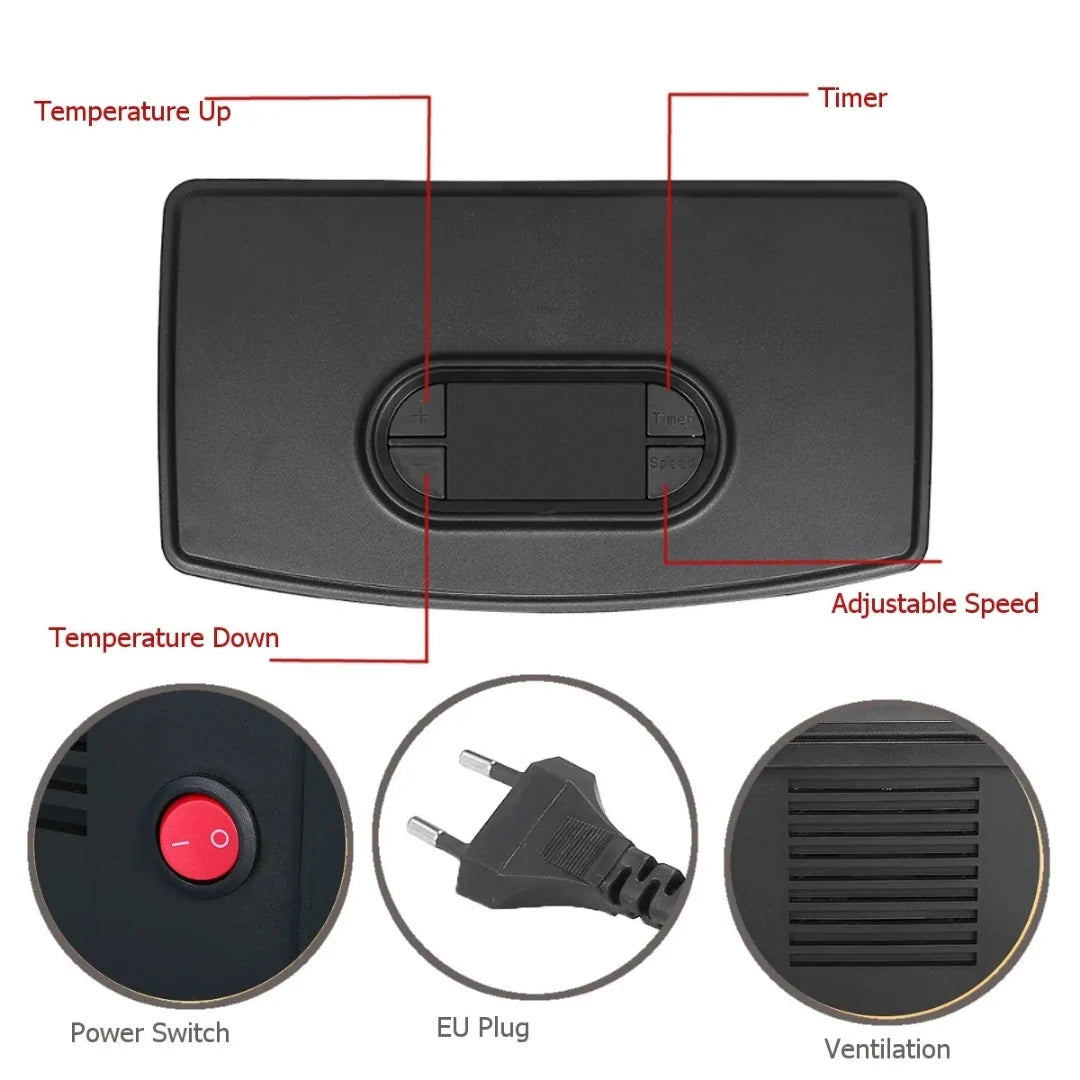 Electric Fireplace Heater Compact Flame Effect Timer