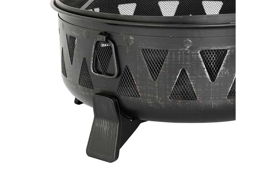 Fire Pit Steel Wood-Burning 30-Inch With Spark Screen & Poker