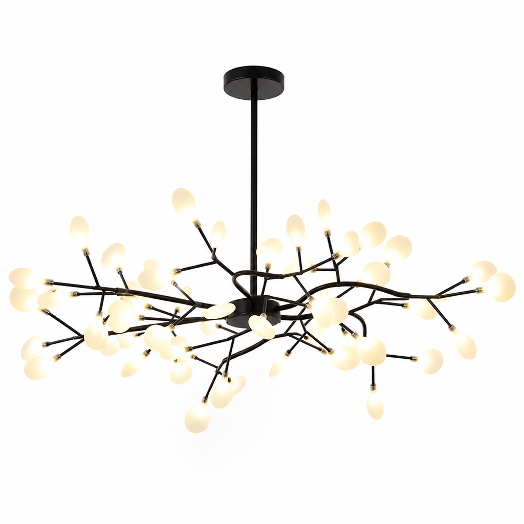 Firefly-Inspired Black Metal & Acrylic Ceiling Chandelier (G4 Bulbs Included)
